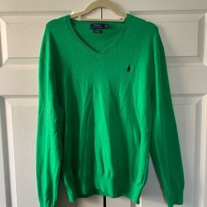 Polo by Ralph Lauren Men's Green V-Neck Sweater